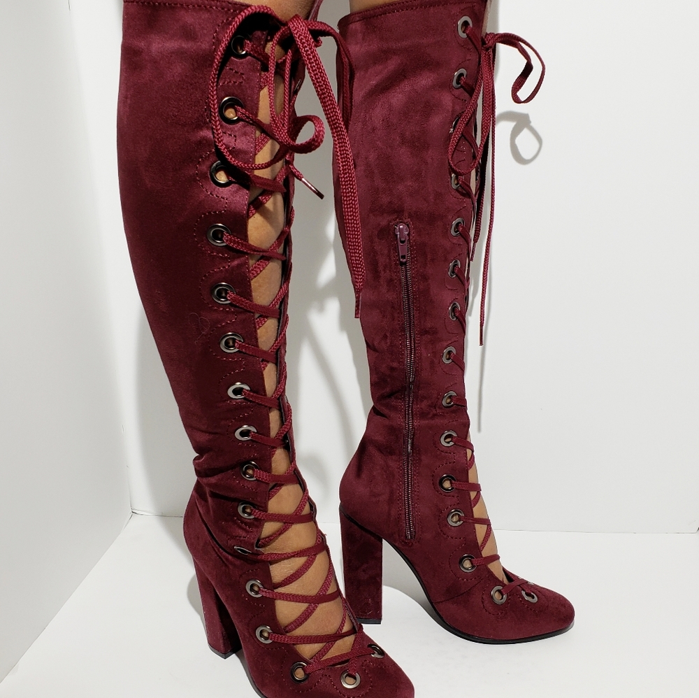 Bordeaux Full lace up boots